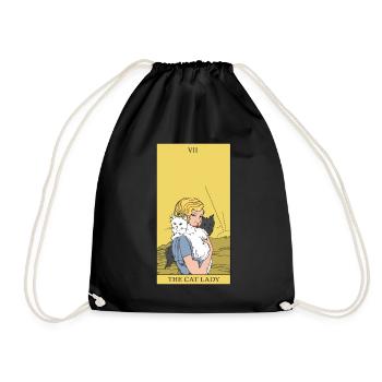 Cat Lady Tarot Card Occult Spirit Symbol - Drawstring Bag - black - Front