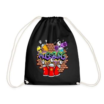 Augsburg Germany City Graffiti Sprayer Skater - Drawstring Bag - black - Front