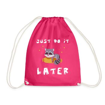 Raccoon Official Sleeping Shirt - Drawstring Bag - fuchsia - Front