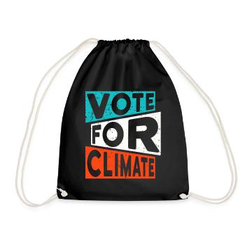 Climate change slogan: VOTE FOR CLIMATE - Drawstring Bag - black - Front