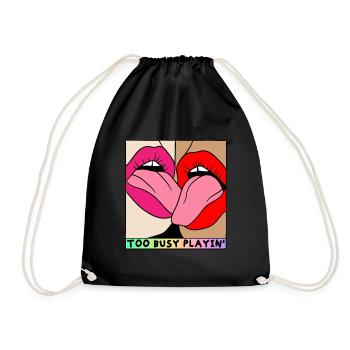 EROTIC GIRLS TOO BUSY PLAYING SEXY FRENCH KISS - Turnbeutel - Schwarz - Vorne