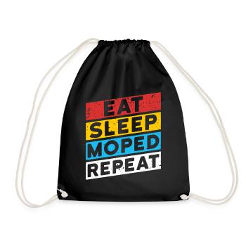 MOPED Moped GDR Motorcycle | EAT SLEEP MOPED REPEAT - Drawstring Bag - black - Front