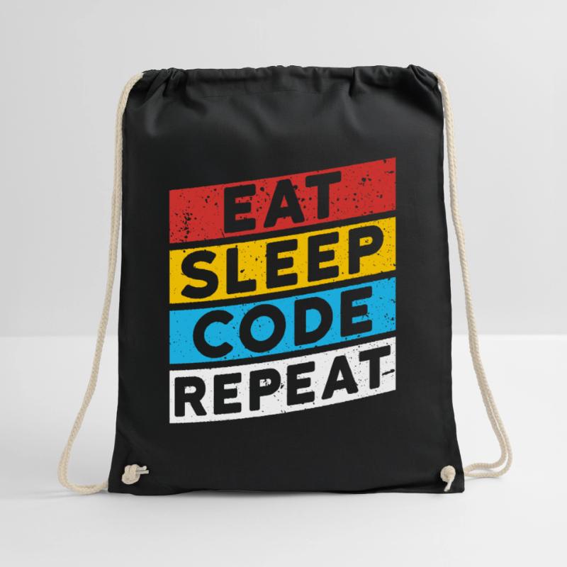 CODE CODER CODING Saying | EAT SLEEP CODE REPEAT Drawstring Bag