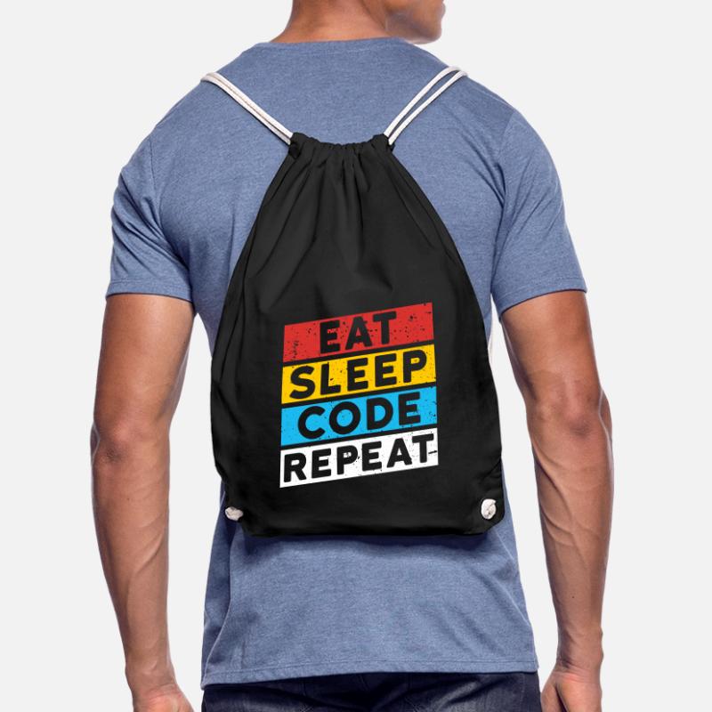 CODE CODER CODING Saying | EAT SLEEP CODE REPEAT Drawstring Bag