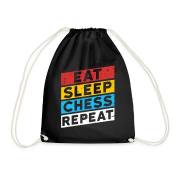 SCHACHSPIELER SCHACH | EAT SLEEP CHESS REPEAT - Turnbeutel - Schwarz - Vorne
