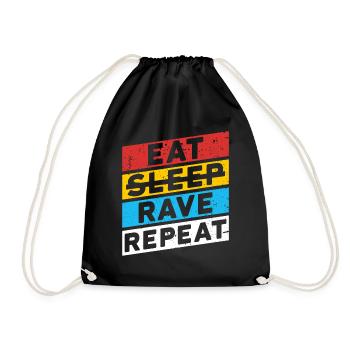 RAVE RAVER FESTIVAL PARTY | EAT SLEEP RAVE REPEAT - Turnbeutel - Schwarz - Vorne