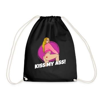 EROTIC SEXY GIRL KISS MY ASS - Drawstring Bag - black - Front