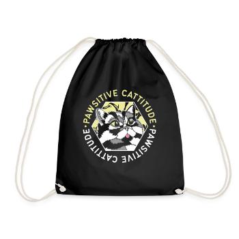CAT PAWSITIVE CATTITUDE - Drawstring Bag - black - Front
