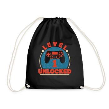 1 Birthday Level 1 Unlocked - Drawstring Bag - black - Front