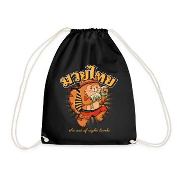 Muay Thai Kids Mascot Kitten - Drawstring Bag - black - Front