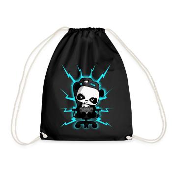 Süßer Gaming Panda, PEW PEW, Halloween, Horror - Turnbeutel - Schwarz - Vorne