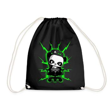 Cute Gaming Panda, PEW PEW, Nerd, Gamer, Gaming - Drawstring Bag - black - Front