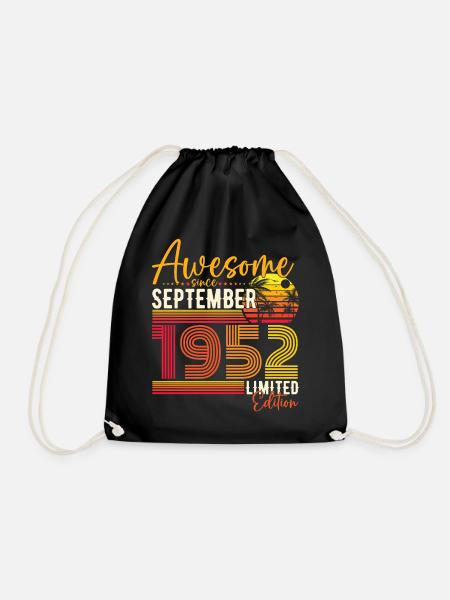 September 1952 Jahrgang Vintage Retro Geburtstag - Turnbeutel - Schwarz
