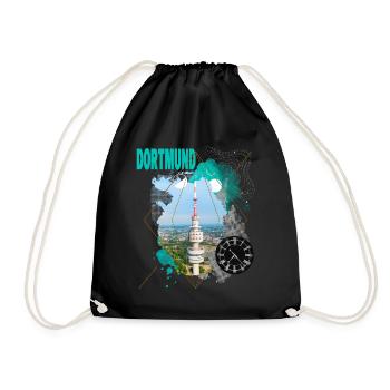 Dortmund Deutschland Stadt Skyline Vintage Retro - Turnbeutel - Schwarz - Vorne