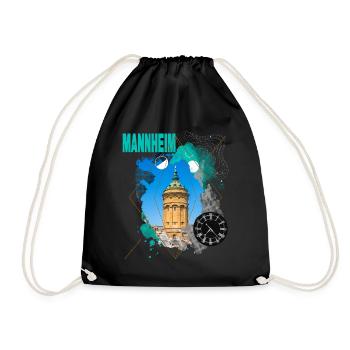 Mannheim Deutschland Stadt Skyline Vintage Retro - Turnbeutel - Schwarz - Vorne