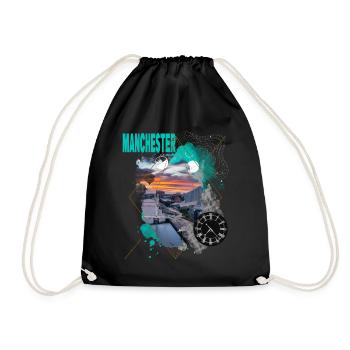 Manchester England UK Stadt Skyline Vintage Retro - Turnbeutel - Schwarz - Vorne