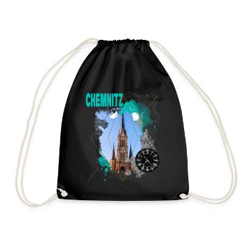 Chemnitz Germany City Skyline Vintage Retro - Drawstring Bag - black - Front