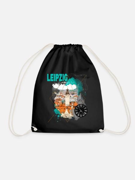 Leipzig Deutschland Stadt Skyline Vintage Retro - Turnbeutel - Schwarz