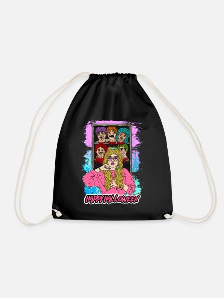 HAPPY HALLOWEEN GIRL Apocalypse Horror Monster - Drawstring Bag - black