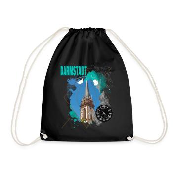 Darmstadt Germany City Skyline Vintage Retro - Drawstring Bag - black - Front