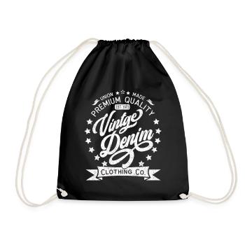 Vintage Denim Premium Product Clothing Co. Design - Drawstring Bag - black - Front