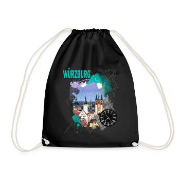 Würzburg Allemagne City Skyline Vintage Retro - Sac de sport léger - noir - Devant