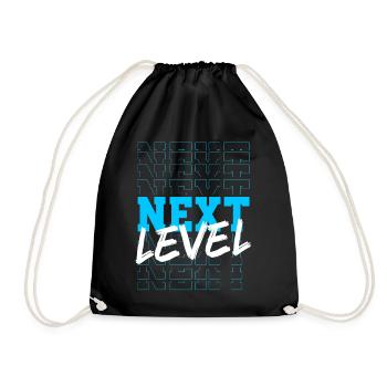 Next level neon blue typography design - Drawstring Bag - black - Front