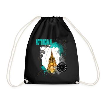 Nottingham England UK City Skyline Vintage Retro - Drawstring Bag - black - Front