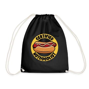 Cool Hot Dog Design for Men Women Boys Sausage - Drawstring Bag - black - Front