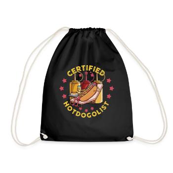 Cool Hot Dog Design for Men Women Boys Sausage - Drawstring Bag - black - Front