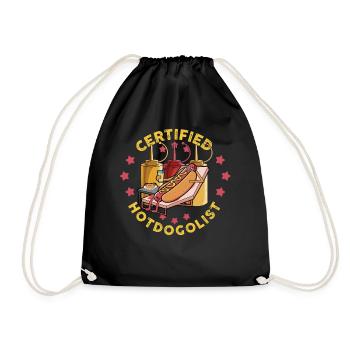 Cool Hot Dog Design for Men Women Boys Sausage - Drawstring Bag - black - Front