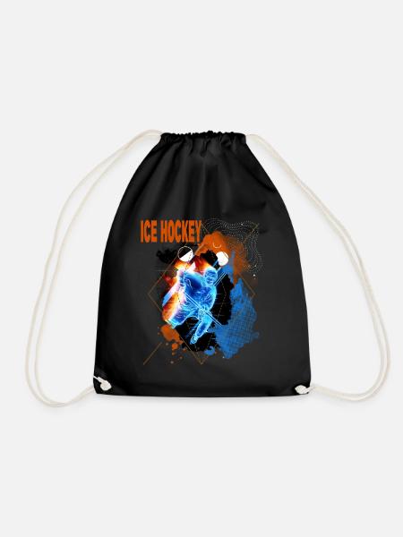 Ice hockey player Ice hockey player Neon Bunt - Drawstring Bag - black