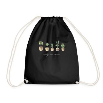 Only one plant left, horticulture flower garden - Drawstring Bag - black - Front