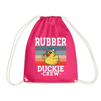 Rubber Duck Yellow Duck Crew Bathing Ducks Ducks - Drawstring Bag - fuchsia - Front