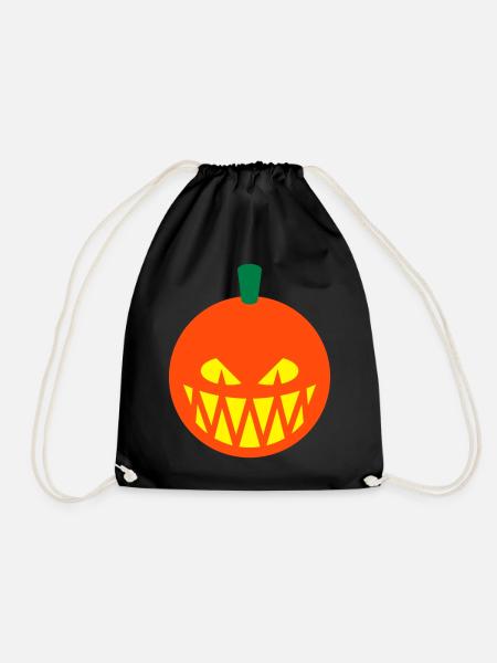 Halloween Kürbis (Kürbislaterne / Emoji / 3C) - Turnbeutel - Schwarz