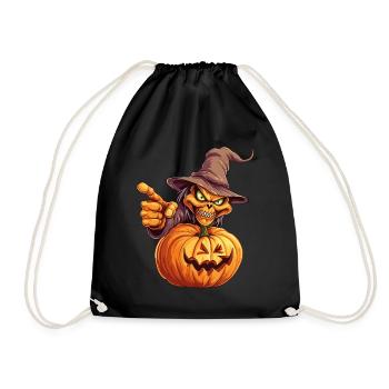 Happy Halloween Monster Hat Pumpkin Spooky Horror - Drawstring Bag - black - Front