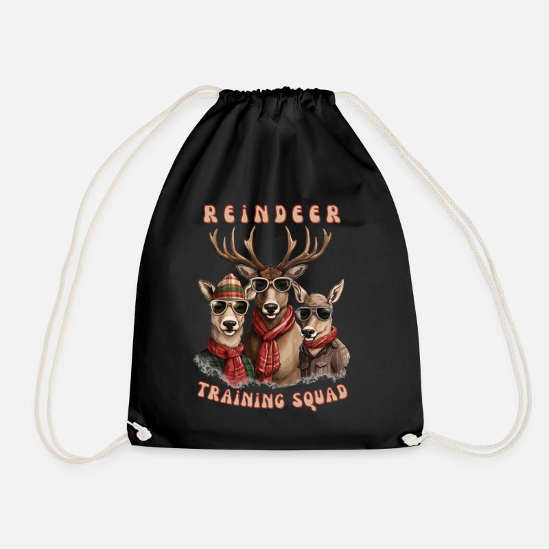 Reindeer Training Squad - Drawstring Bag - black