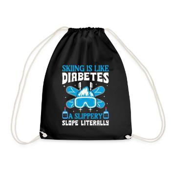 Skiing Is Like Diabetes - A Slippery Slope - Drawstring Bag - black - Front