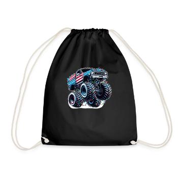 USA Monster Truck - Weihnachtslichter Lichterkette - Turnbeutel - Schwarz - Vorne