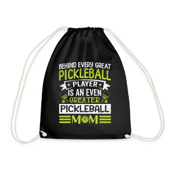 Behind Every Pickleball Player Is A Greater Mom - Drawstring Bag - black - Front