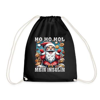 Ho Ho Hold My Blood Sugar Level - Diabetes Spruch - Turnbeutel - Schwarz - Vorne