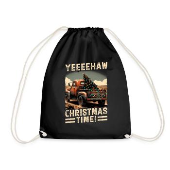 Yeehaw It's Christmas Time – Pick-up truck - Drawstring Bag - black - Front