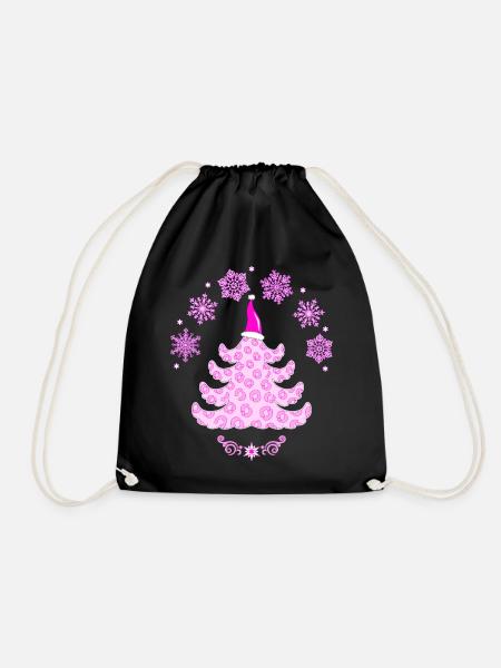 Pink Pink Leopard Print Fir - Drawstring Bag - black