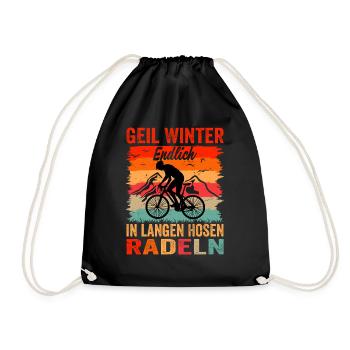 Geil Winter - Endlich In Langen Hosen Radeln - Turnbeutel - Schwarz - Vorne