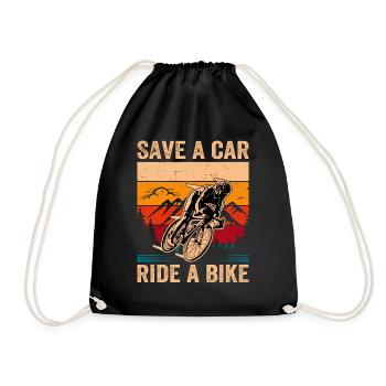 Save A Car - Ride A Bike - Drawstring Bag - black - Front