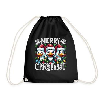 MERRY ChristMAST - Weihnachtsgans Festtagsessen - Turnbeutel - Schwarz - Vorne