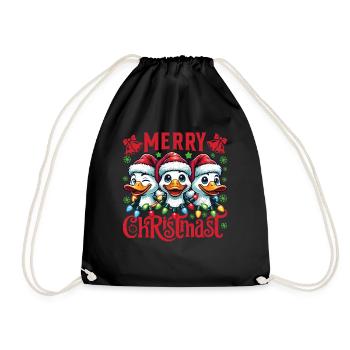 MERRY ChristMAST - Weihnachtsgans Festtagsessen - Turnbeutel - Schwarz - Vorne