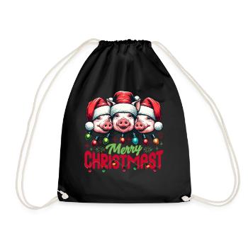 MERRY ChristMAST - Weihnachtsbraten Essen Mahlzeit - Turnbeutel - Schwarz - Vorne