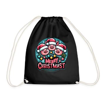 MERRY ChristMAST - Weihnachtsbraten Essen Mahlzeit - Turnbeutel - Schwarz - Vorne