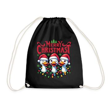MERRY ChristMAST - Weihnachtsgans Festtagsessen - Turnbeutel - Schwarz - Vorne